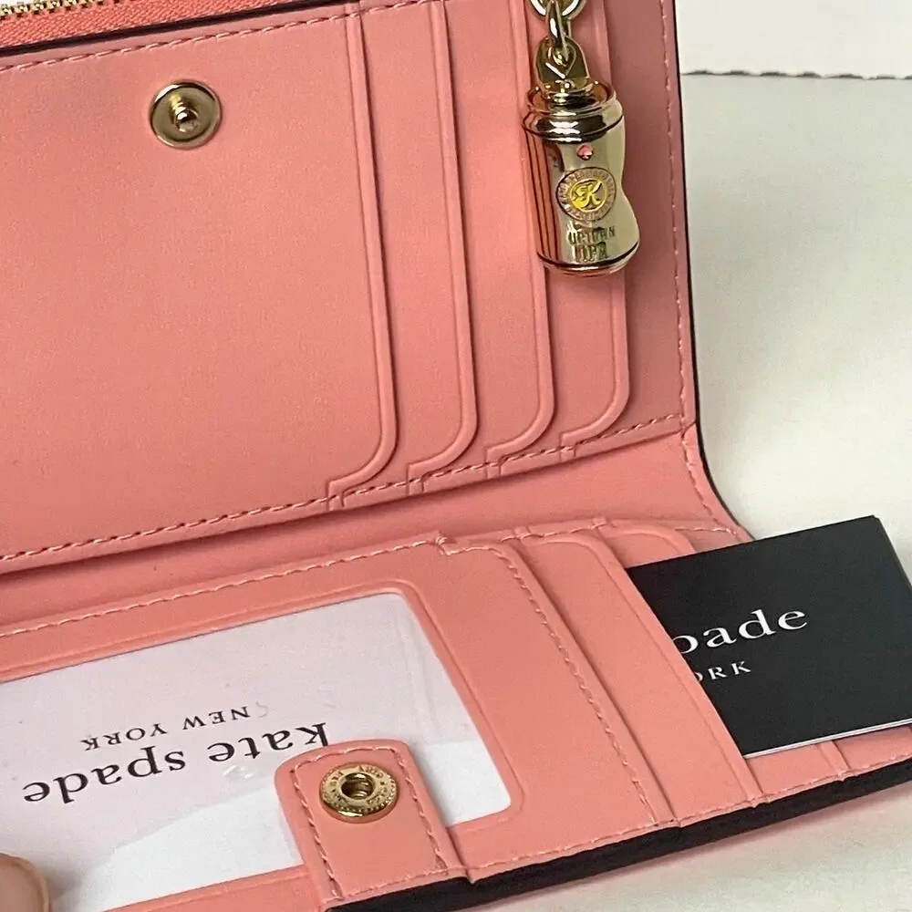Kate Spade Devin Small Bifold Wallet Pink Moon Patent Leather
